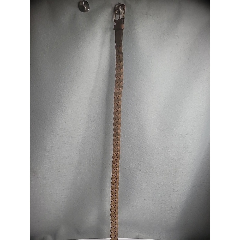 Vintage Genuine Leather Belt Braided Brown Mens Brass Hardware Accesories 38